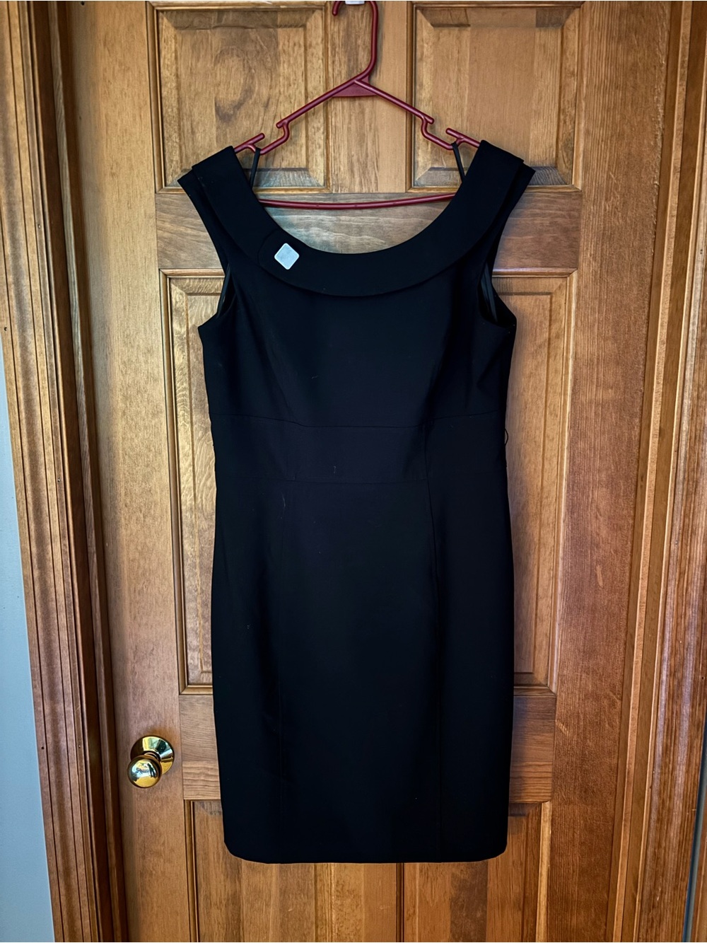 Calvin Klein Black Sleeveless Sheath Dress with Wide Collar